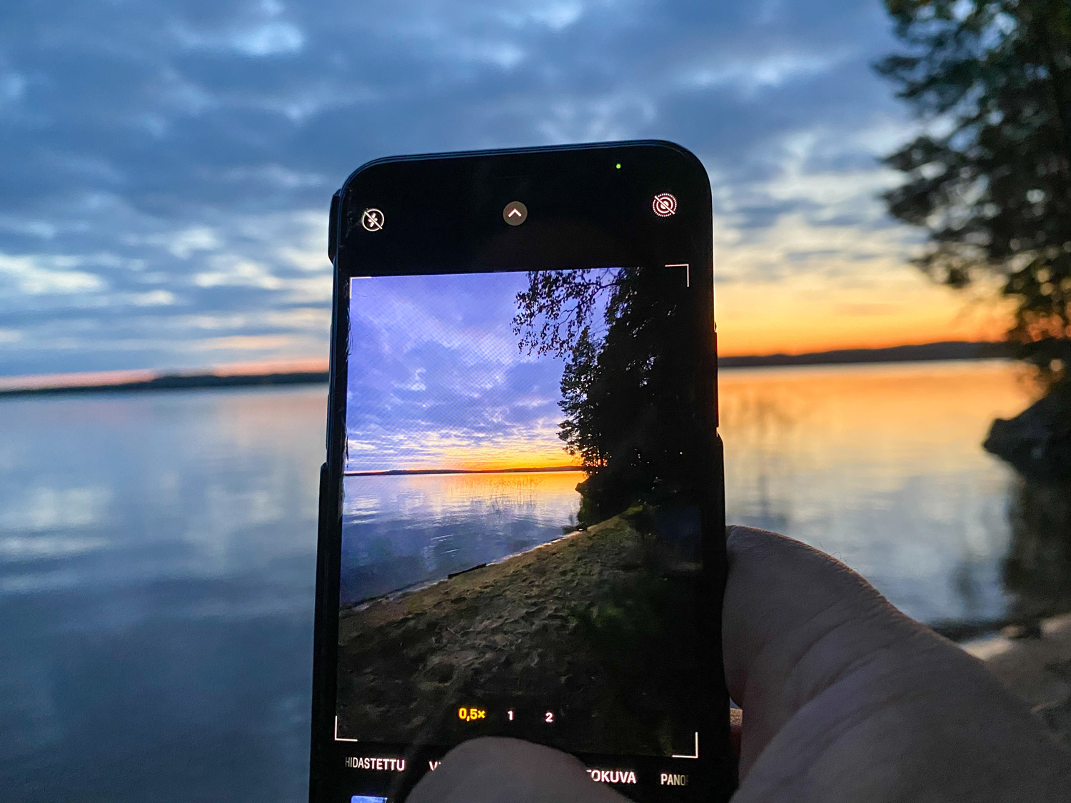 Kännykällä kuvataan maisemaa