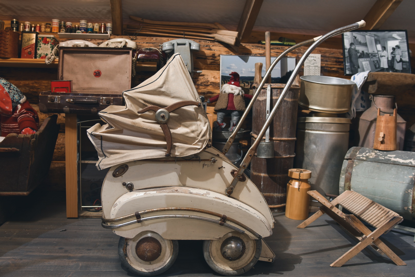 Museossa on erilaista tavaraa.